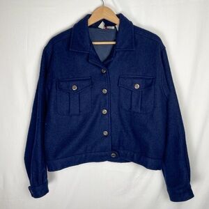 Erika Casuals wool blend navy peacoat Sz. M coastal, chic, minimal